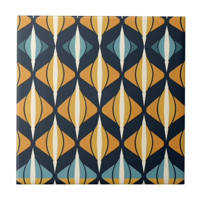 Mid-Century Modern Stylised Geometric Pattern Tile (Front)
