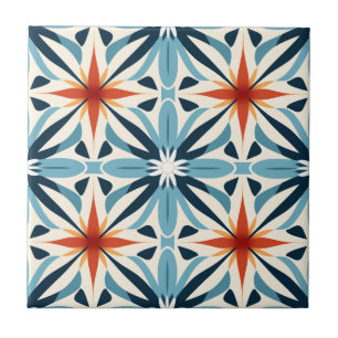 Mid-Century Modern Stylised Geometric Pattern Tile