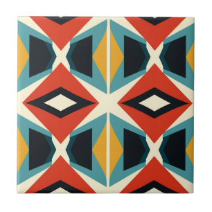 Mid-Century Modern Stylised Geometric Pattern Tile