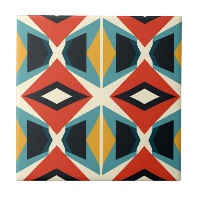 Mid-Century Modern Stylised Geometric Pattern Tile (Front)