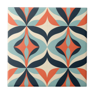 Mid-Century Modern Stylised Geometric Pattern Tile