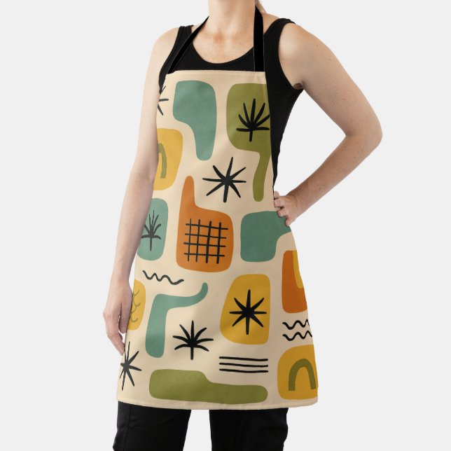 Mid Century Modern Summer Starburst Magic Pattern Apron (Insitu)