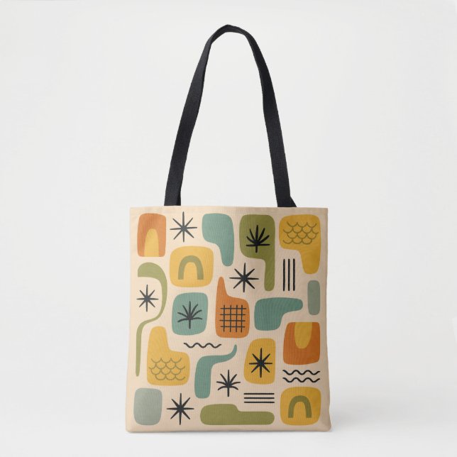 Mid Century Modern Summer Starburst Magic Pattern Tote Bag (Front)