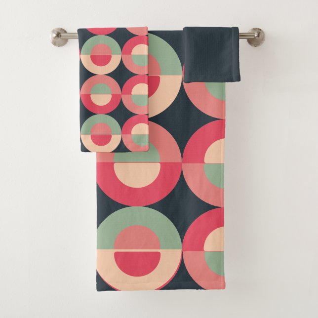 Mid-Century Modern Summer Sunset      Bath Towel Set (Insitu)