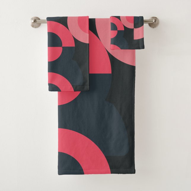 Mid-Century Modern Summer Sunset     Bath Towel Set (Insitu)