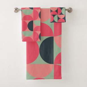 Mid-Century Modern Summer Sunset Bath Towel Set