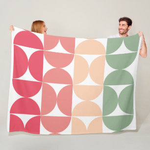 Mid-Century Modern Summer Sunset Fleece Blanket