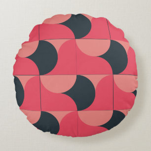 Mid-Century Modern Summer Sunset Round Cushion