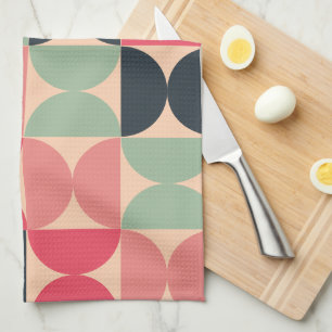 Mid-Century Modern Summer Sunset Tea Towel