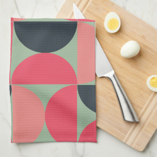 Mid-Century Modern Summer Sunset Tea Towel