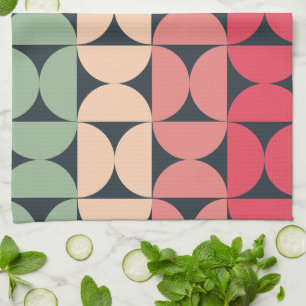 Mid-Century Modern Summer Sunset Tea Towel