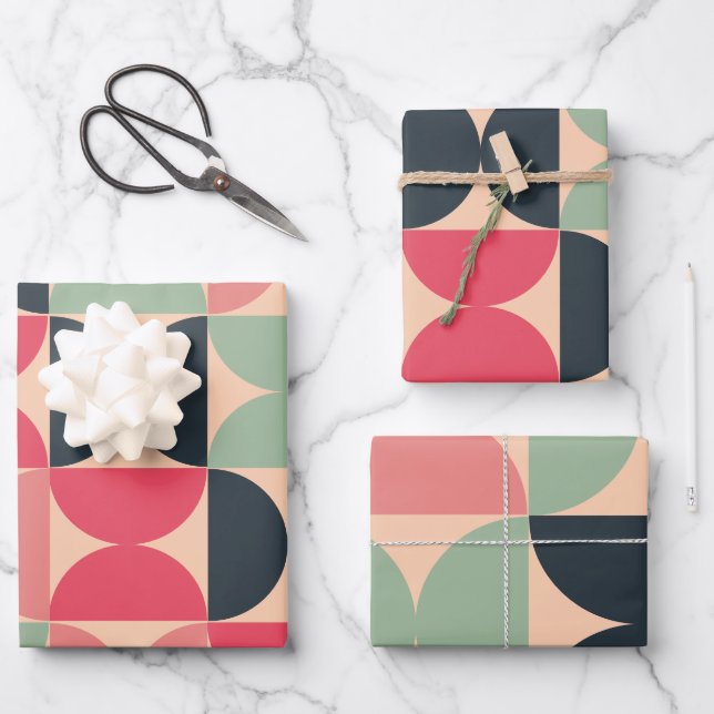 Mid-Century Modern Summer Sunset  Wrapping Paper Sheet (Front)