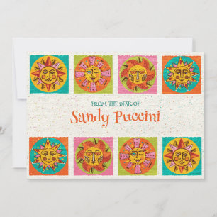 Mid Century Modern Sun Faces Note Card