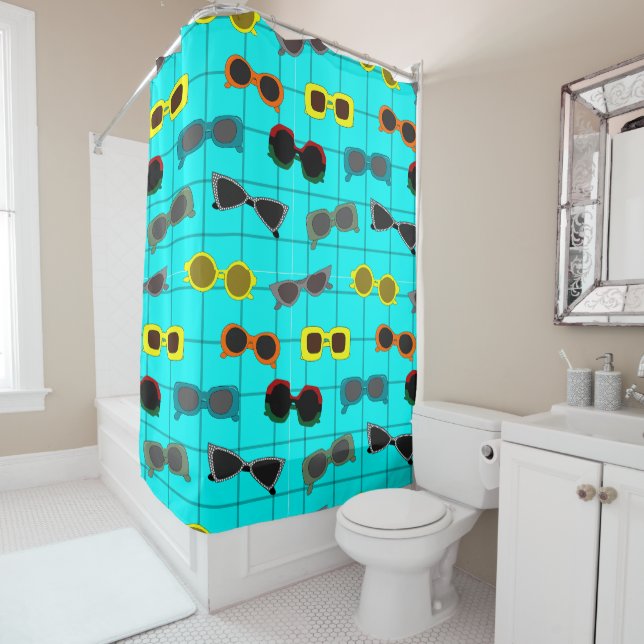 Mid-Century Modern Sunglasses  Shower Curtain (In Situ)