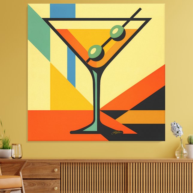 Mid Century Modern Sunrise Bauhaus Martini Canvas Print (Insitu(LivingRoom))