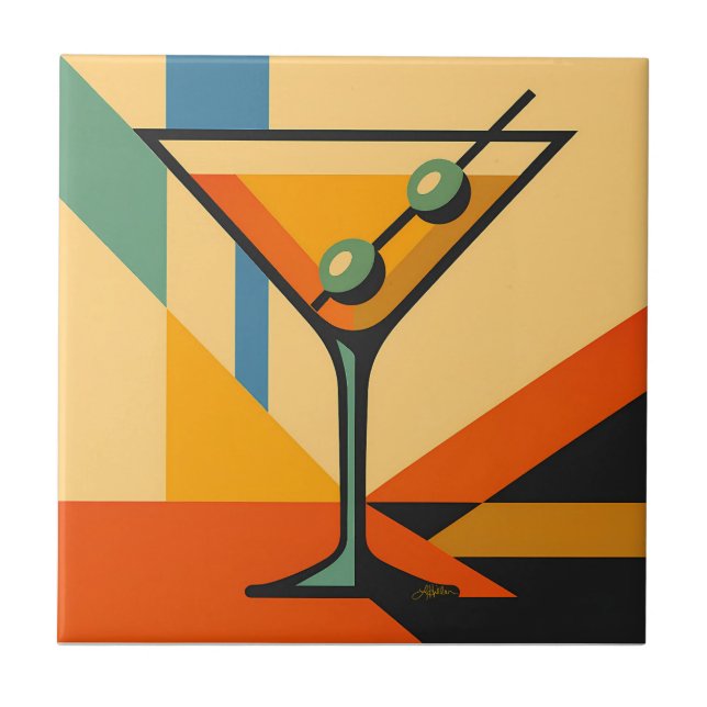 Mid Century Modern Sunrise Bauhaus Martini Tile (Front)