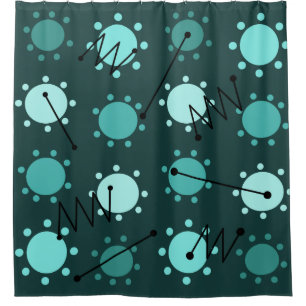 Mid Century Modern Sunshine Teal Shower Curtain
