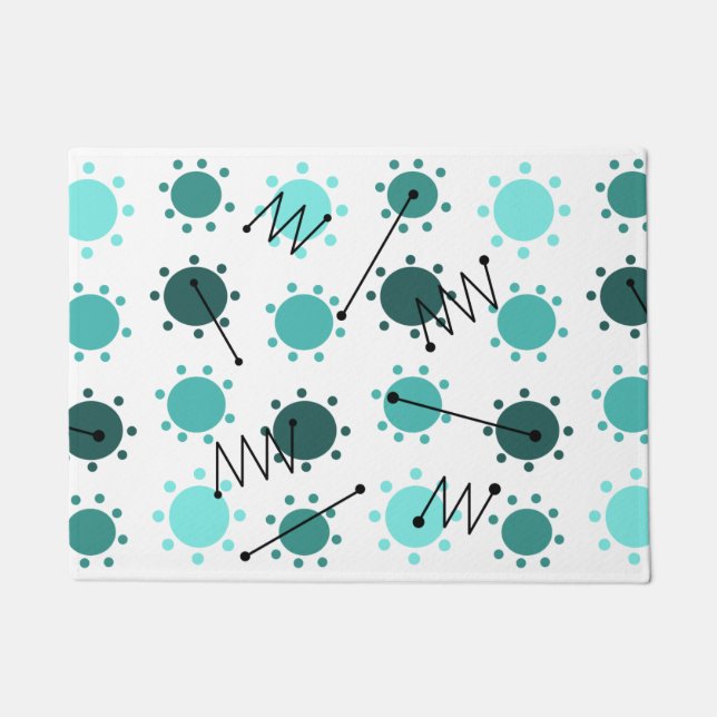 Mid Century Modern Sunshine Turquoise Doormat (Front)