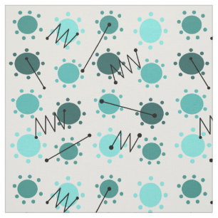 Mid Century Modern Sunshine Turquoise Fabric