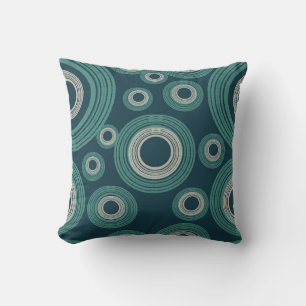 Mid Century Modern Teal Circle Cushion