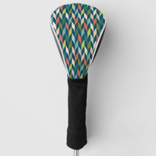 Mid-Century Modern Teal & Coral Pattern Golf Head Cover