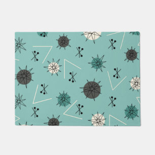 Mid Century Modern Teal Starbursts Doormat