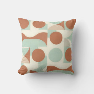 Mid Century Modern Terracotta Abstract Shapes Cushion