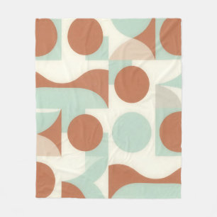 Mid Century Modern Terracotta Abstract Shapes  Fleece Blanket