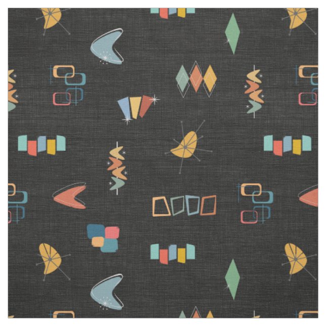 Mid Century Modern Textured Black Fabric (Swatch)
