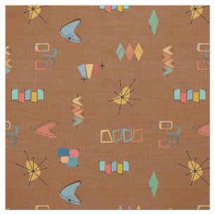 Mid Century Modern Textured Brown Fabric