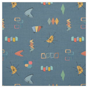 Mid Century Modern Textured Dark Blue Fabric