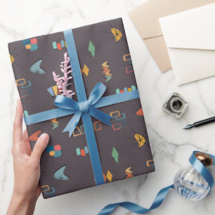 Mid Century Modern Textured Dark Brown Wrapping Paper