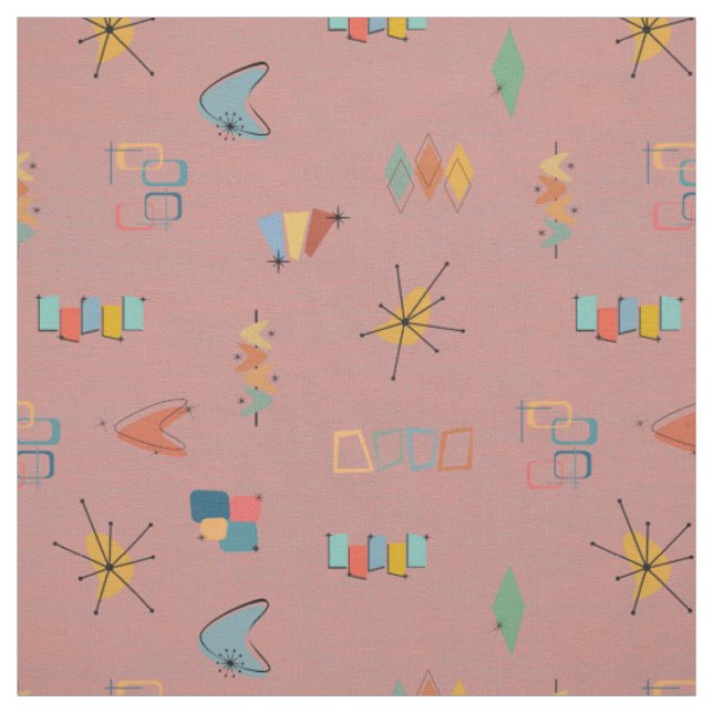 Mid Century Modern Textured Dusty Peach Fabric (Swatch)