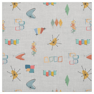 Mid Century Modern Textured Light Grey Fabric