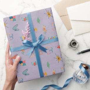 Mid Century Modern Textured Light Purple Wrapping Paper