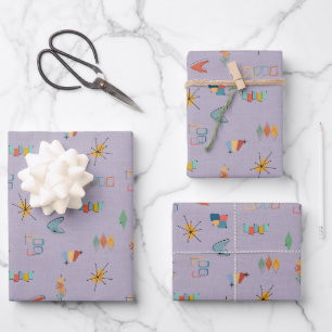 Mid Century Modern Textured Light Purple Wrapping Paper Sheet