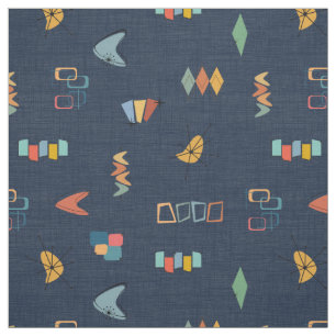 Mid Century Modern Textured Navy Blue Fabric