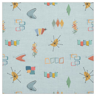 Mid Century Modern Textured Pastel Blue Fabric