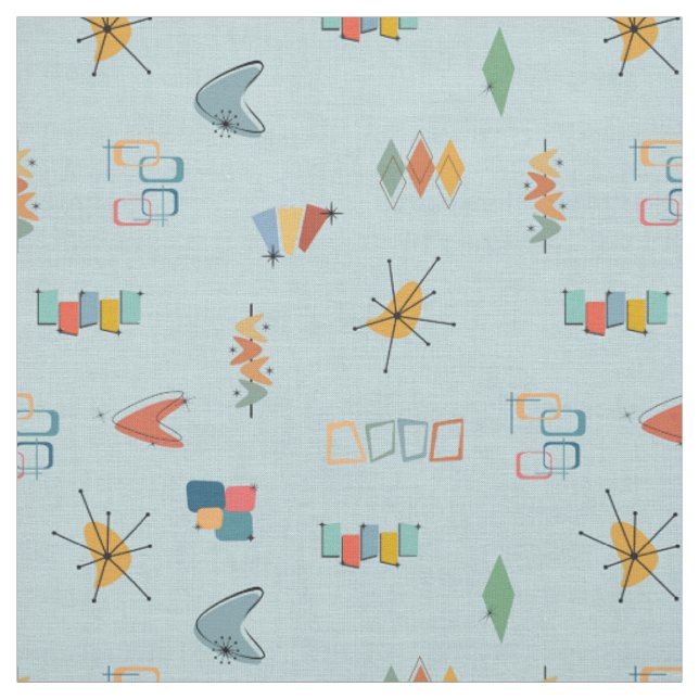 Mid Century Modern Textured Pastel Blue Fabric (Swatch)