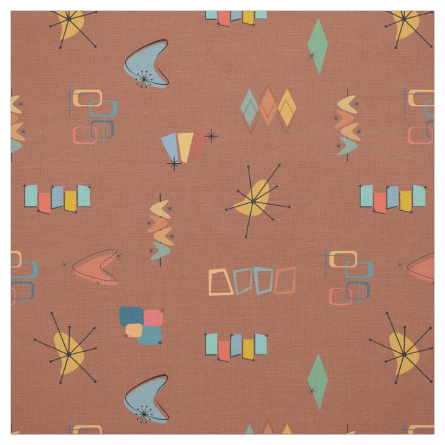 Mid Century Modern Textured Saddle Brown Fabric (Swatch)