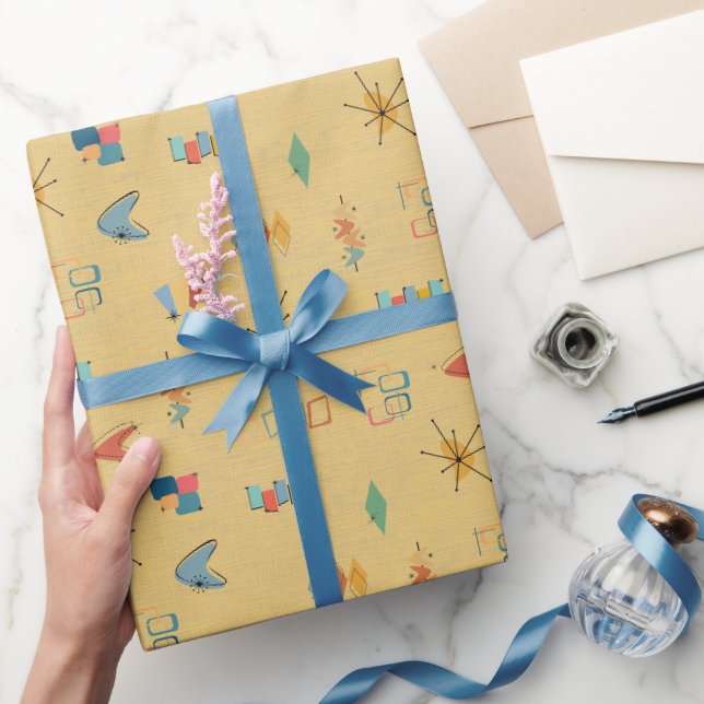 Mid Century Modern Textured Yellow Wrapping Paper (Gifting)
