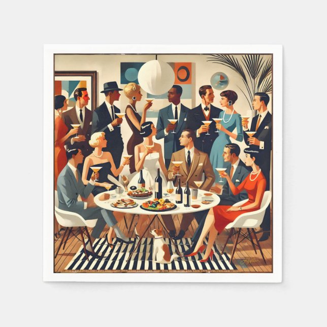 Mid Century Modern The Martini Intellectuals  Napkin (Front)