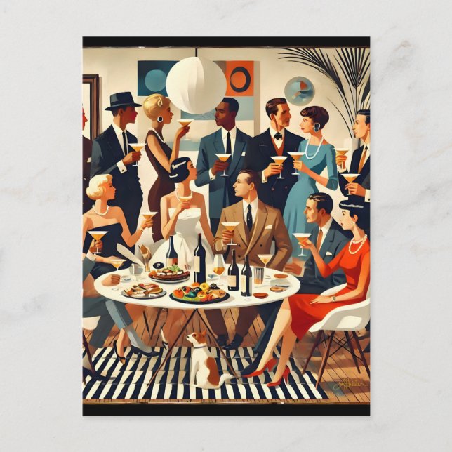 Mid Century Modern The Martini Intellectuals  Postcard (Front)