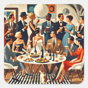 Mid Century Modern The Martini Intellectuals  Square Sticker