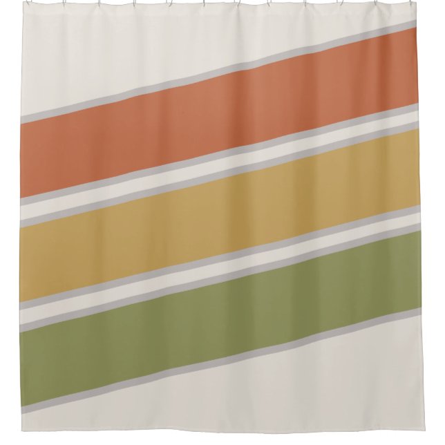 Mid Century Modern Three Stripes  Shower Curtain (Front)