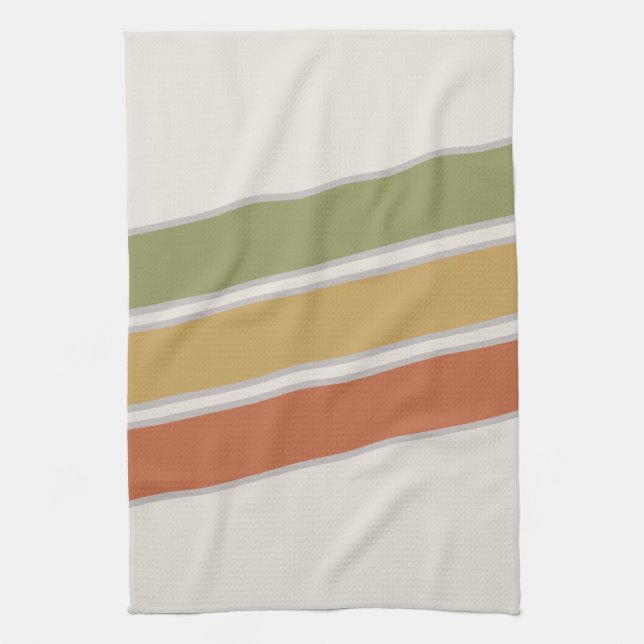 Mid Century Modern Three Stripes  Tea Towel (Vertical)