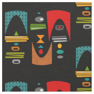 Mid-Century Modern Tiki TokBlack Fabric