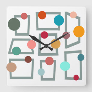 Mid-century Modern Trapezoids and Circles Square Wall Clock