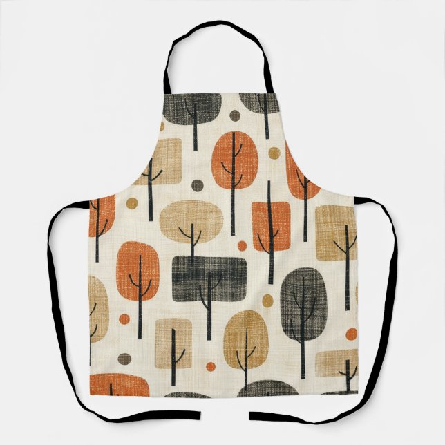 Mid Century Modern Tree Pattern Apron (Front)
