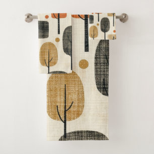 Mid Century Modern Tree Pattern Bath Towel Set